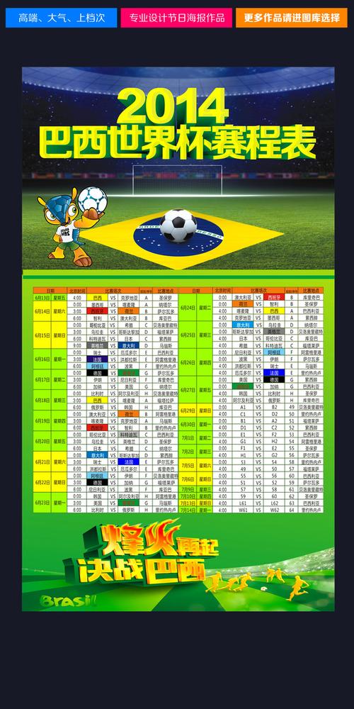 巴西世界杯赛程